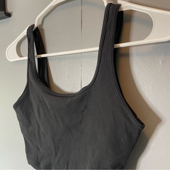 Offline by Aerie Black Ribbed Cropped Bra Top size small - Picture 2 of 6